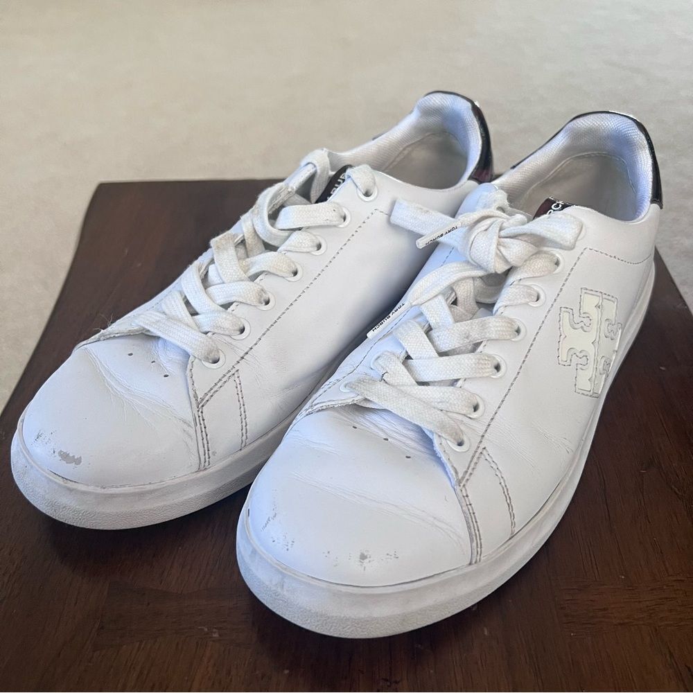 Tory Burch HOWELL COURT Leather SNEAKERs US 8.5 White MSRP $200